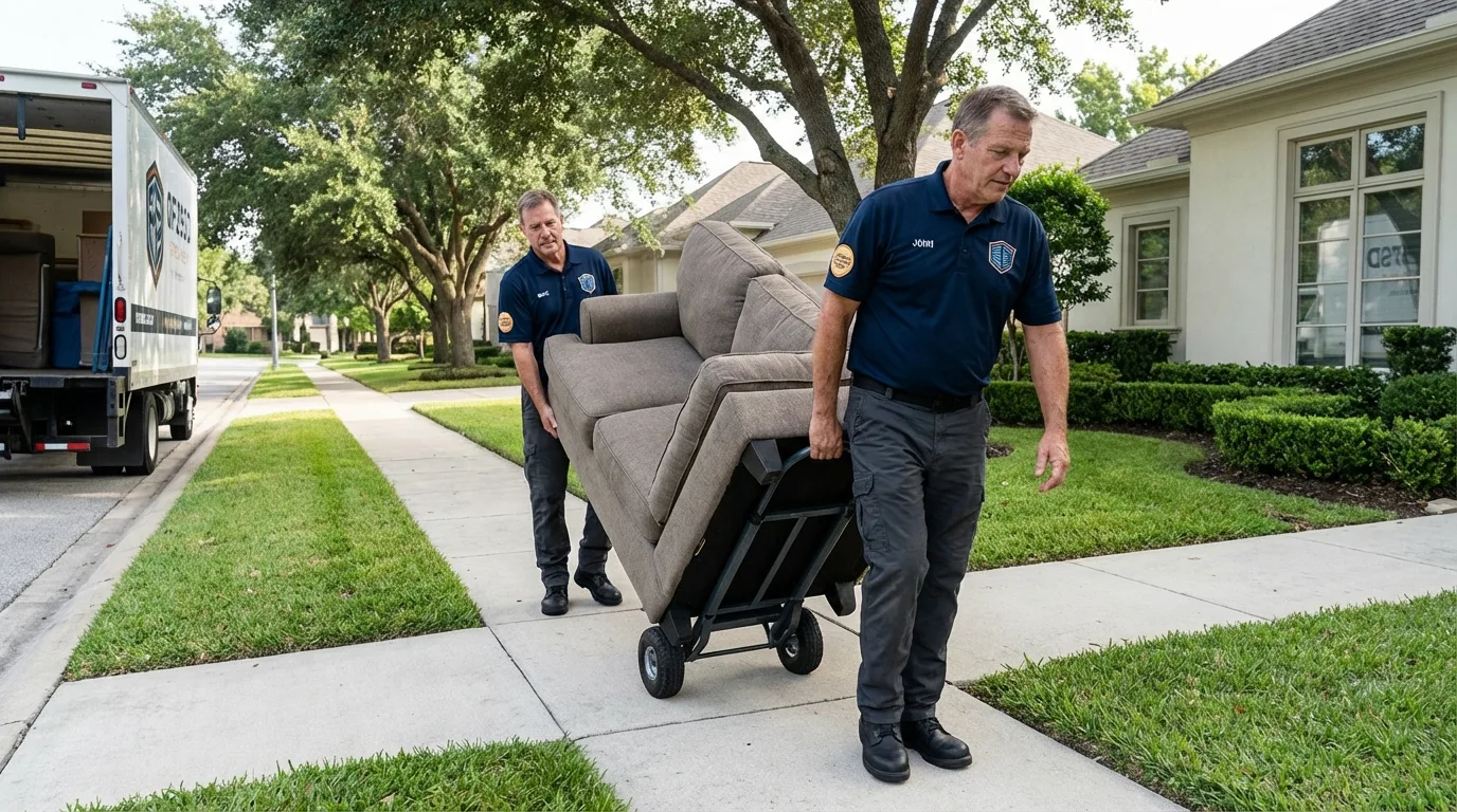 Local residential moving crew loading furniture in Abita Springs, LA