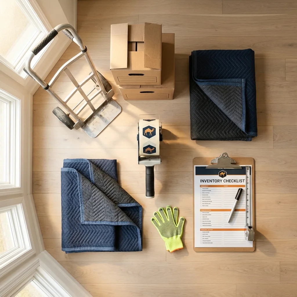 Professional moving supplies and packing materials layout for Abita Springs residential relocations